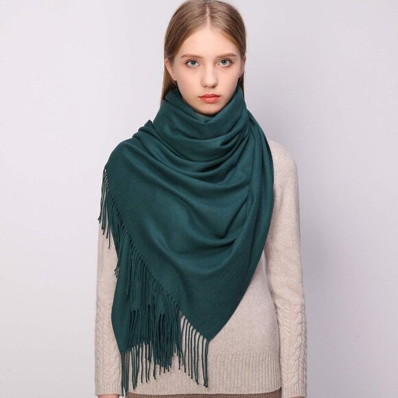 ⚡Women's Green Pashmina Shawls Evening Dress Bridesmaid Winter Warm Long Scarf - Picture 6 of 7